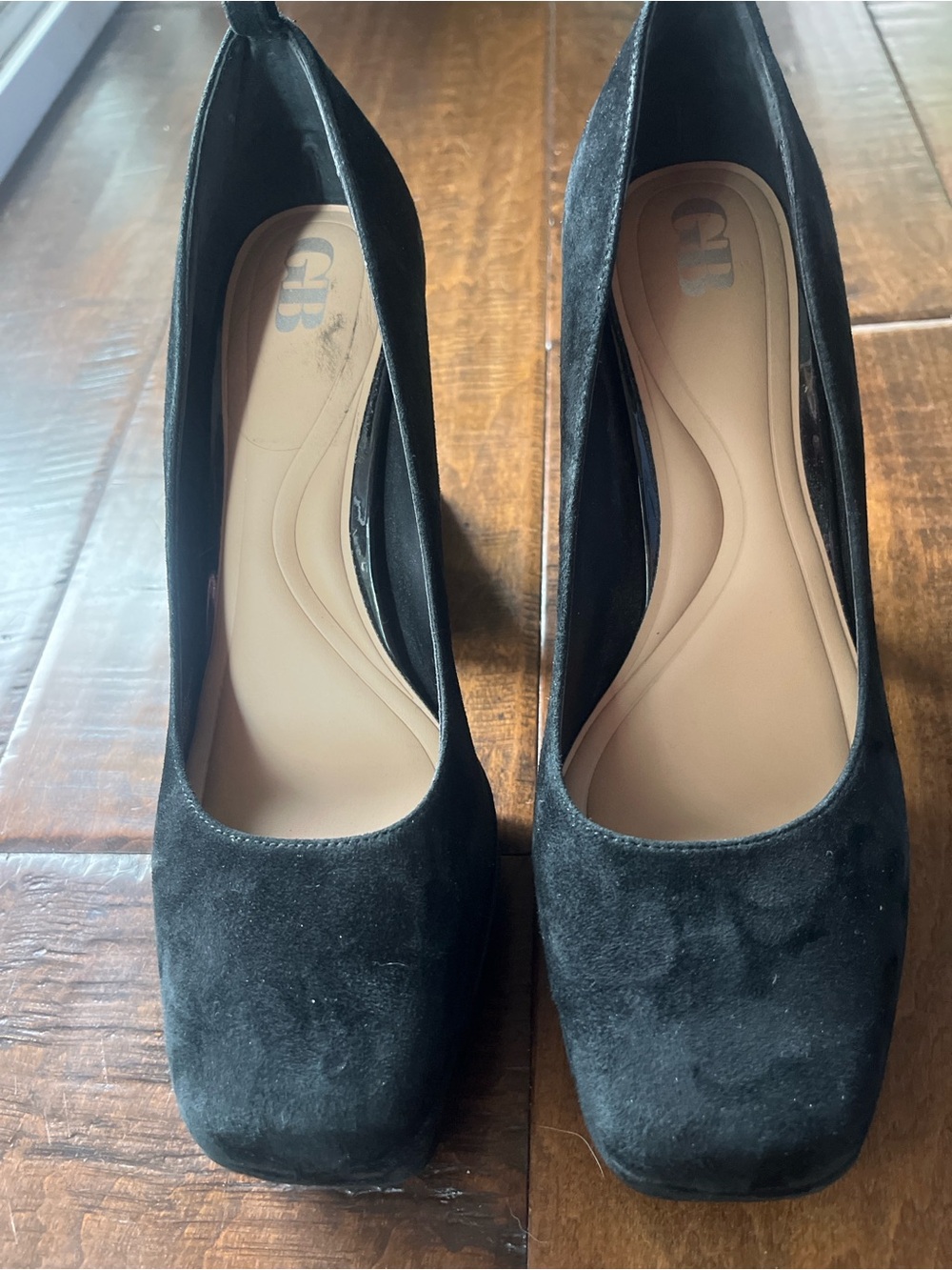 Gianni Bini black suede retro 1970’s style platform square toed pumps Sz. 8.5 - Picture 3 of 6